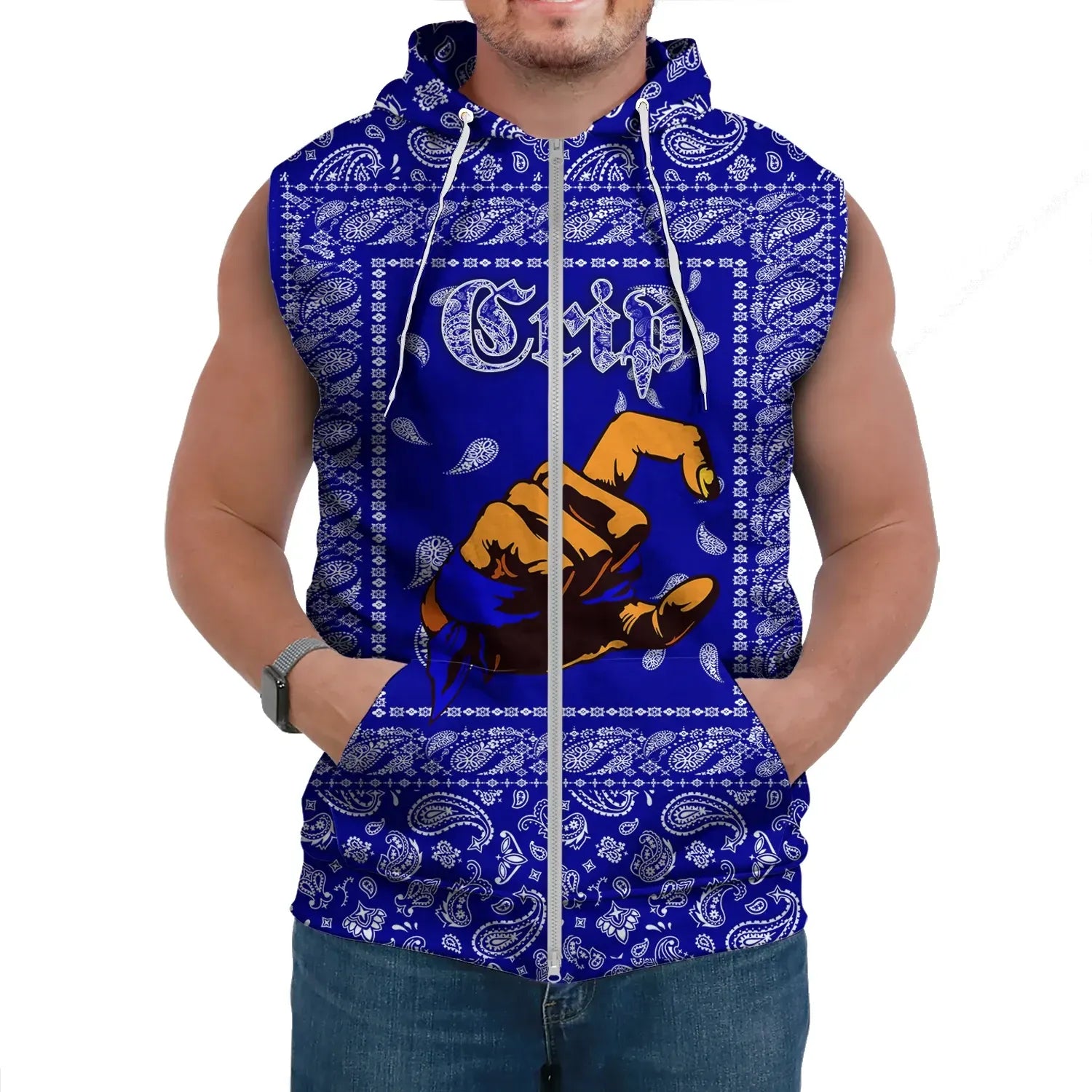 Crips Gang Skull Sleeveless Hoodie