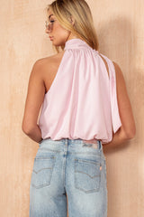 Zendya Pink Tie Neck Top