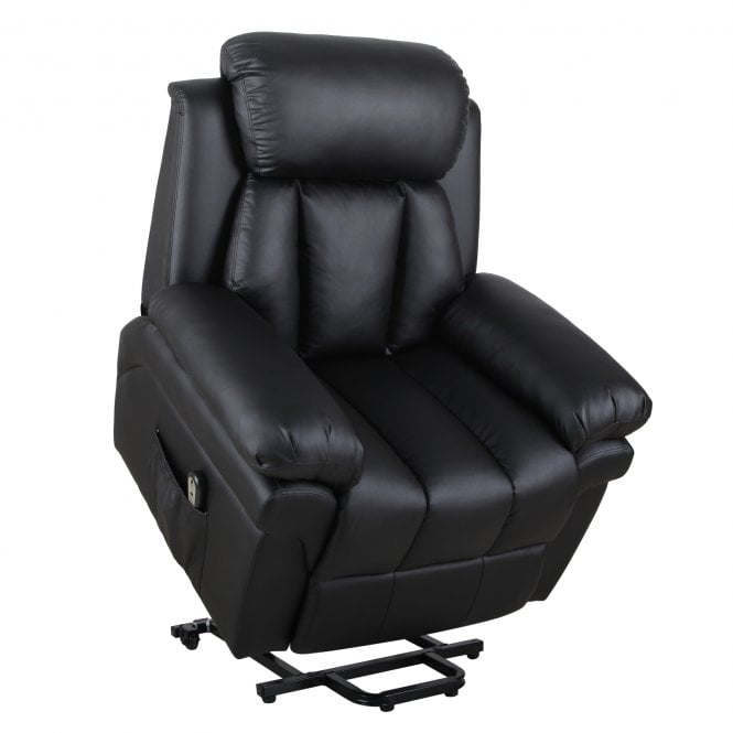 Power Lift Assistance Recliner Armchair W/ Extra Comfort Padding PU Leather Black