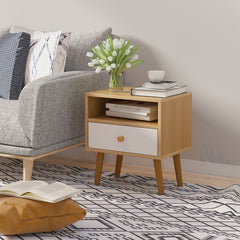 Bedside Table, Bedside Cabinet with Drawer and Shelf, Modern Nightstand, End Table for Living Room, Bedroom, Natural Nightstand w/ Shelf Bedroom