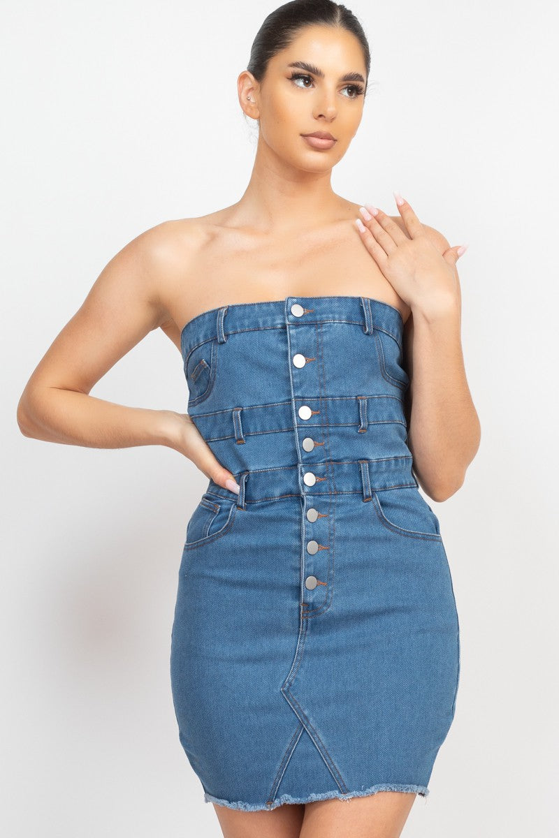 TUBE BELT LOOP DENIM DRESS