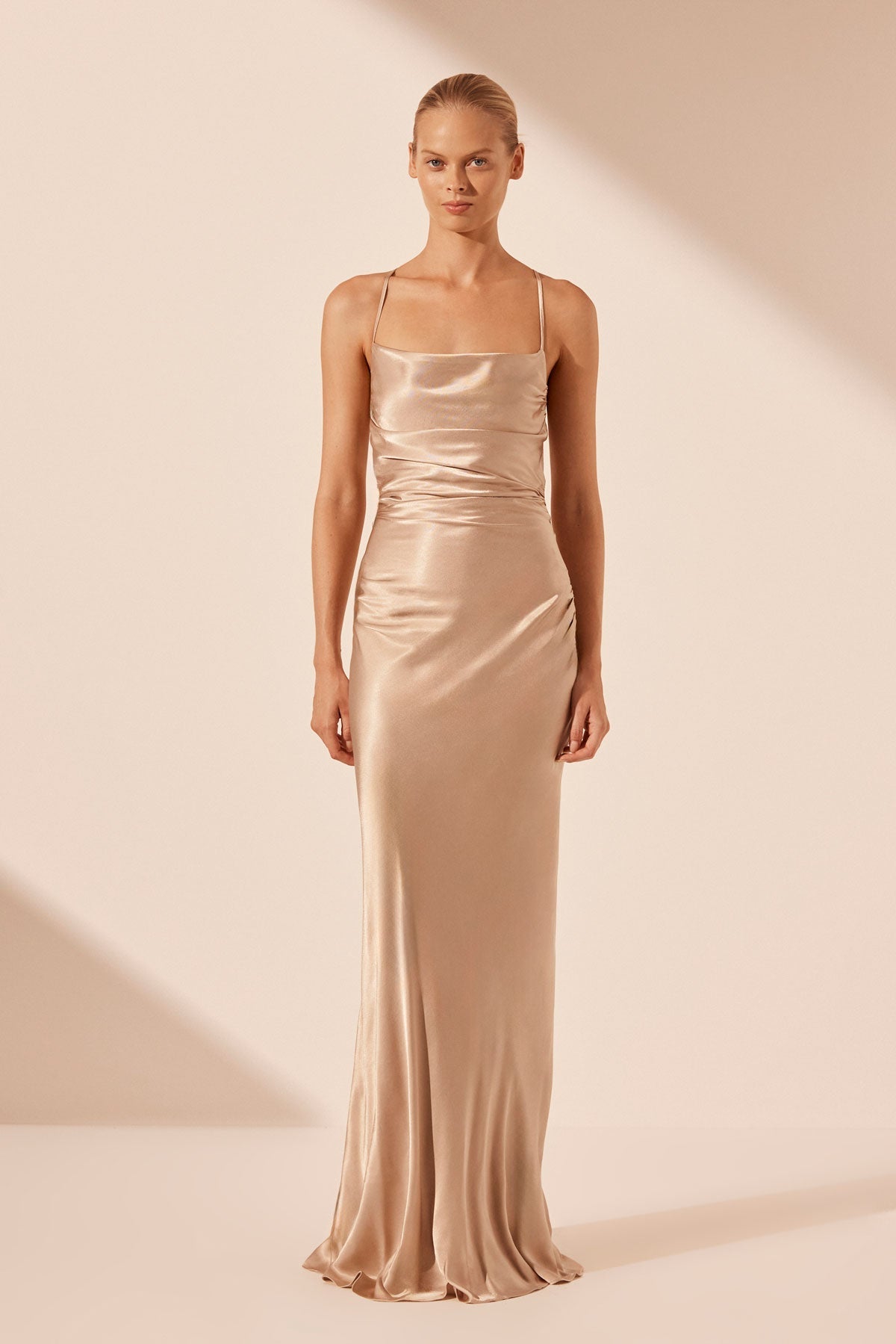 LA LUNE LACE BACK MAXI DRESS - GOLD_F
