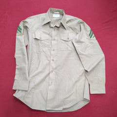 USMC 15 x 34 Marine Corps Khaki Service Uniform Shirt Long Sleeve (aa06-11)