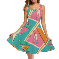 Kitschy Mod Atomic Cocktail Retro Summer Vibes Party Dress - Mid Century Modern Gal