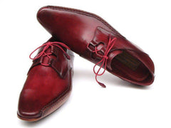 Paul Parkman Men's Ghillie Lacing Side Handsewn Dress Shoes - Burgundy Leather Upper and Leather Sole (ID#022-BUR) - Men Fashion