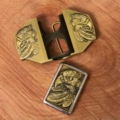 Männlicher DIY Bronze Triple Adler Ledergürtel mit verborgenem Feuerzeug