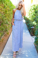 Cape Cod Crush Halter Seersucker Maxi