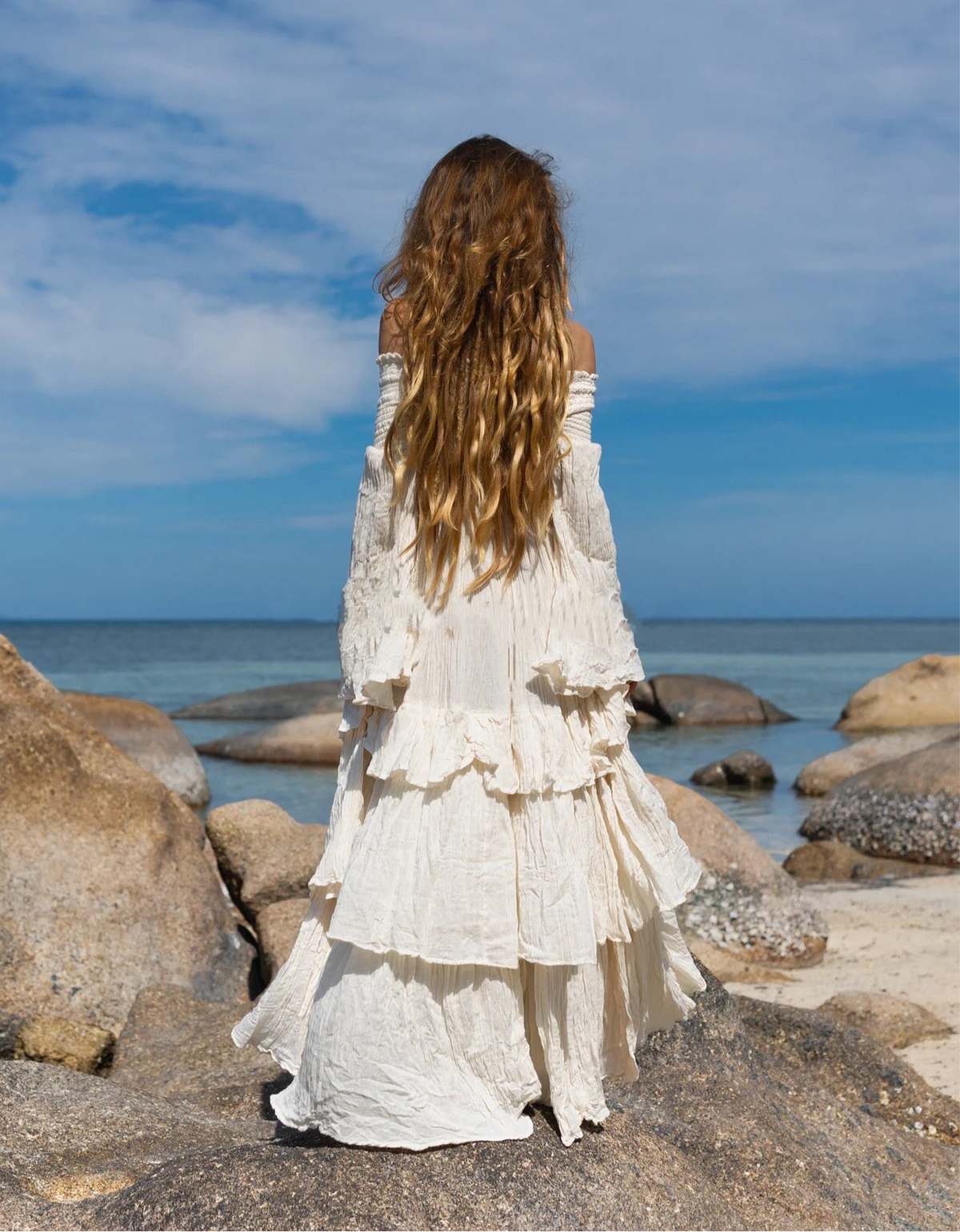 Ivory Sexy Shoulders Maxi