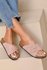 Diane Pink Buckle Sliders