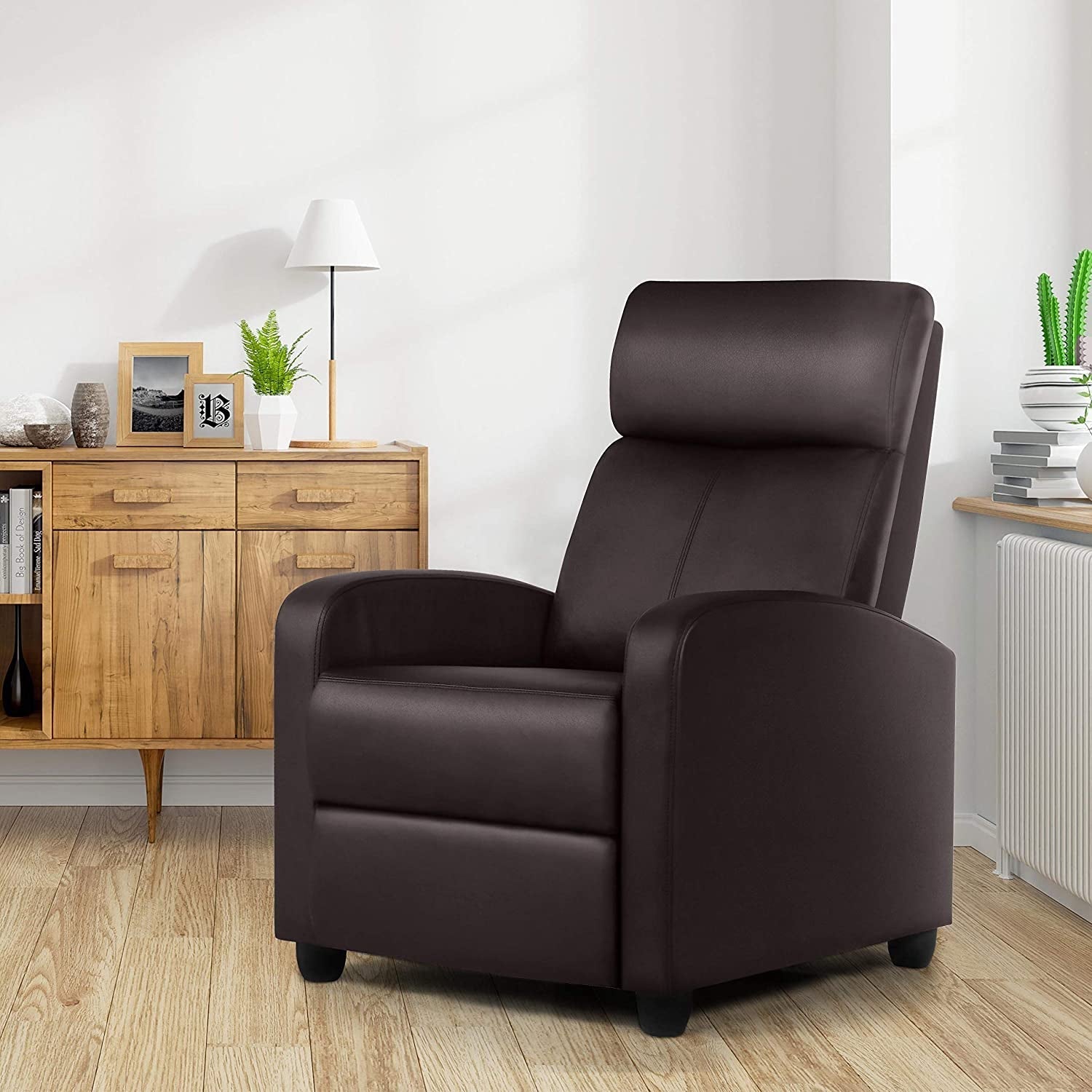 Set of 2 PU Leather Padded Recliner Chairs-0