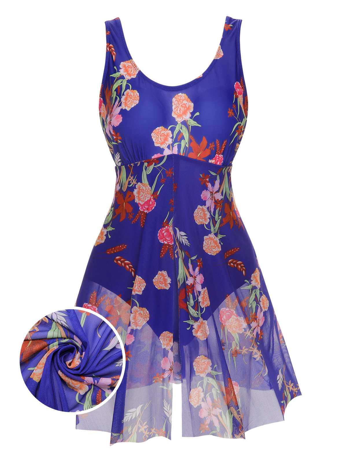 She's wearing 1940s Strap Print One-Piece Skirt Swimsuit and the whole beach remembers the 1940s