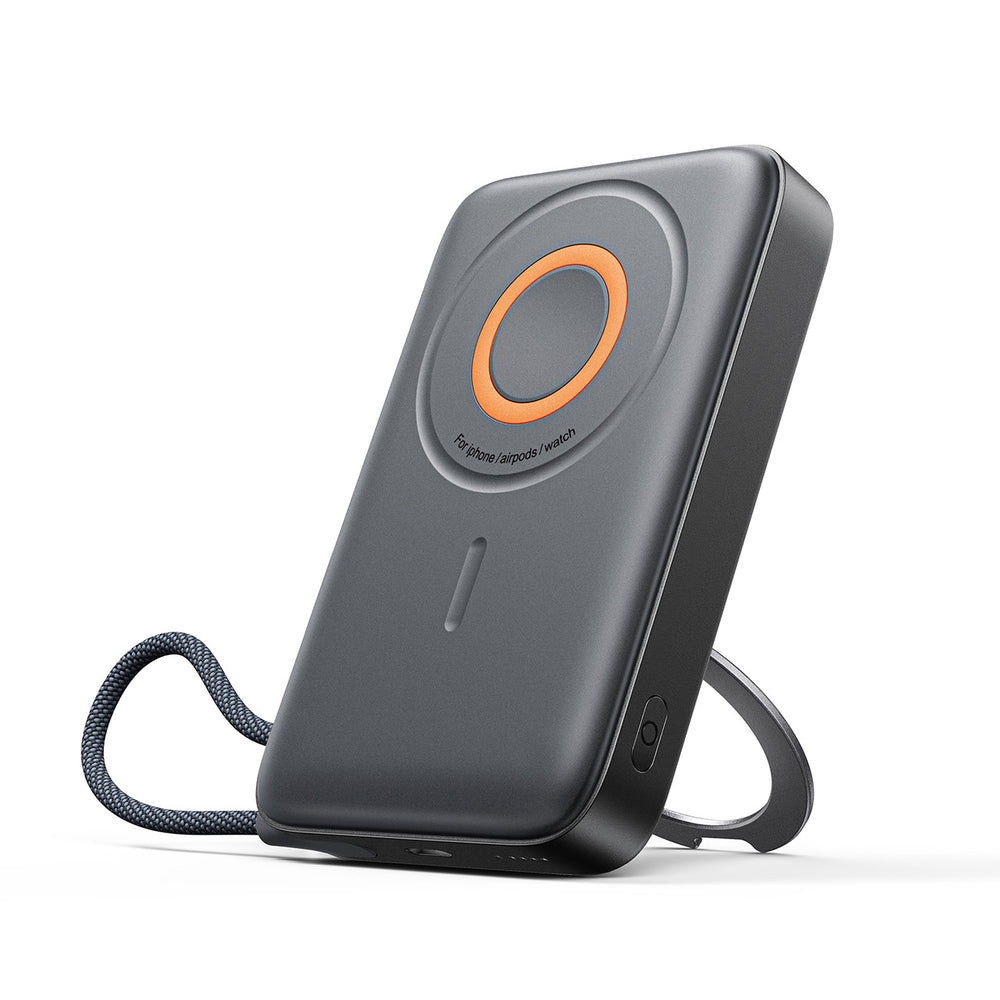 Joyroom JR-PBM02 Powerbank 22.5W 10000mAh 3in1 Magnetisk Induktiv Kompatibel med MagSafe med indbygget kabel - sort