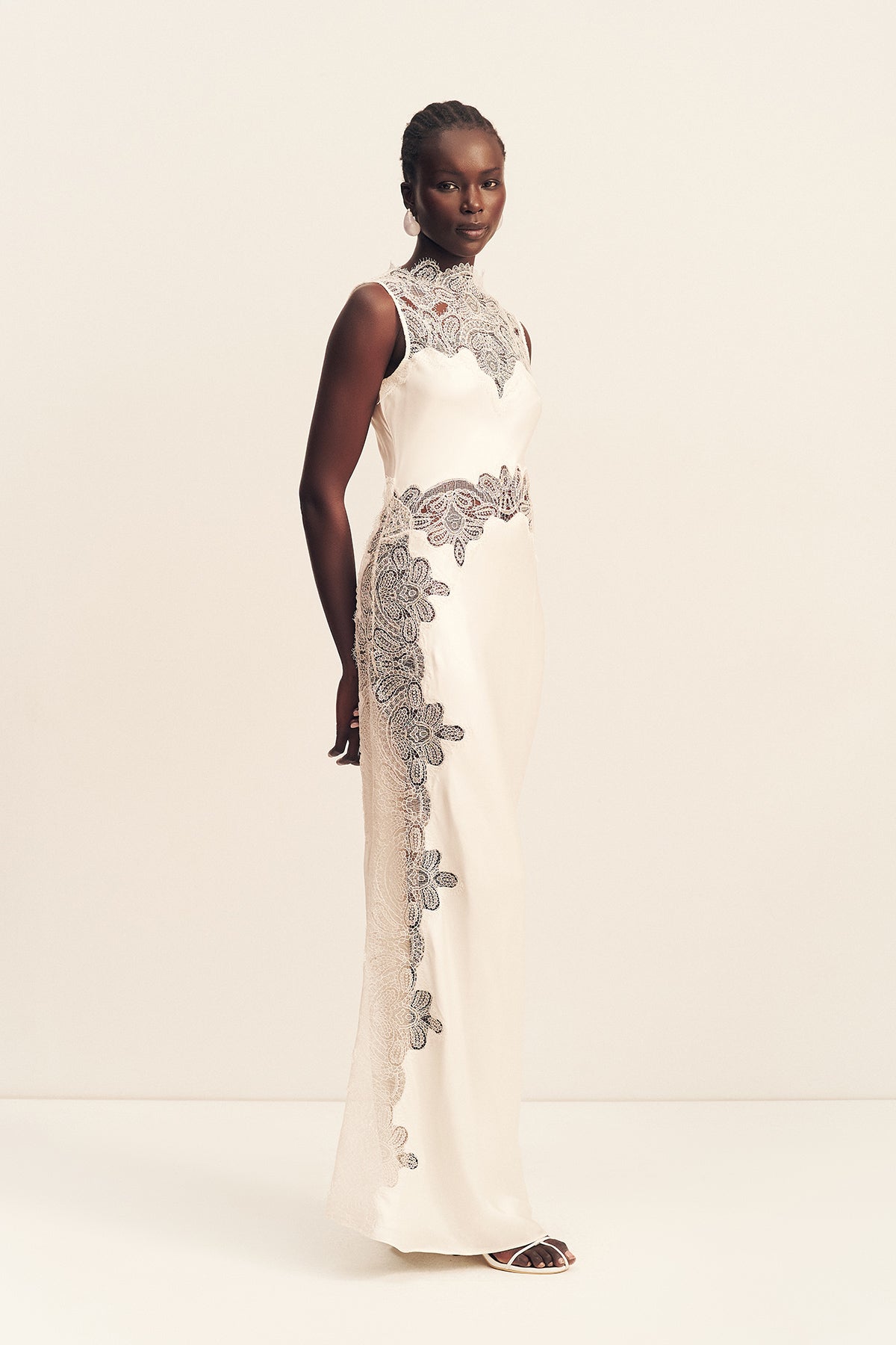 STRATUS LACE HIGH NECK MAXI DRESS - IVORY_F