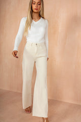 Novella Cream Wide Leg Jeans