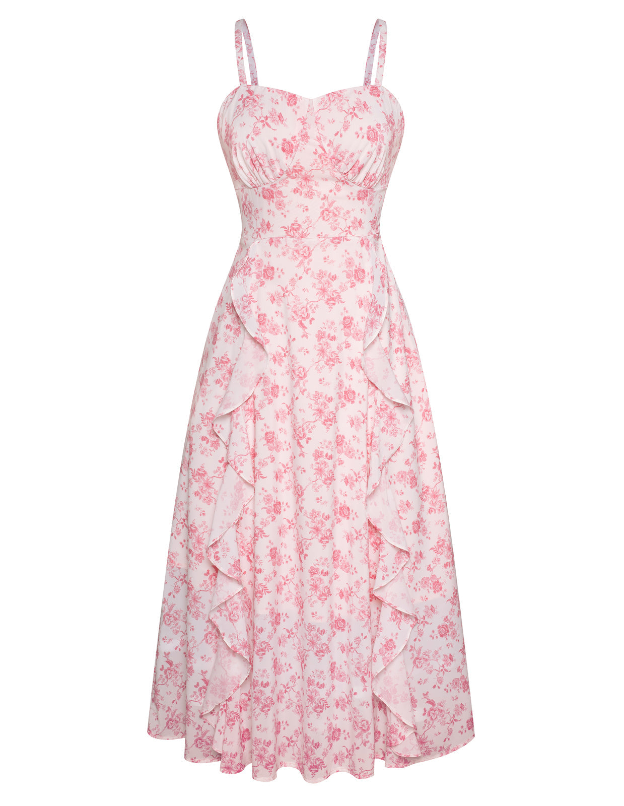 belle poque Sun Dresses for Women 2025 Boho Midi Fairy Wedding Guest Dresses Floral pink