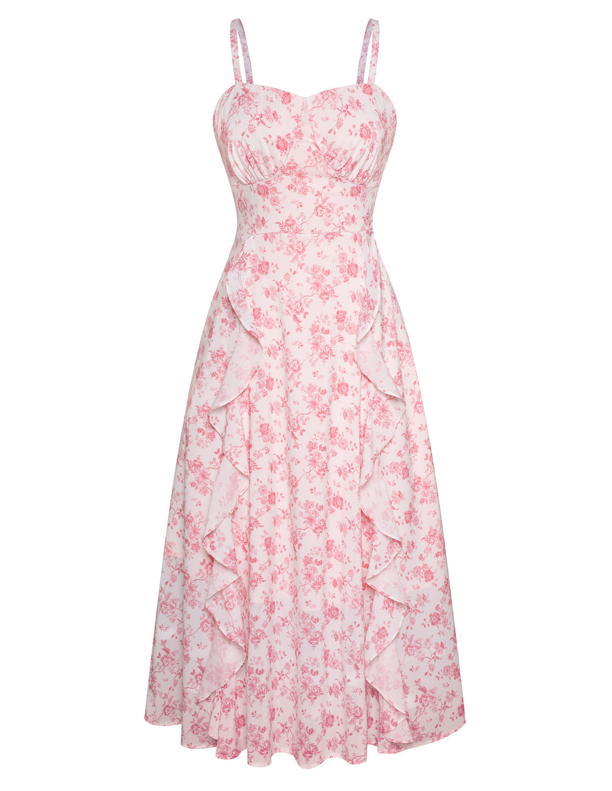 belle poque Sun Dresses for Women 2025 Boho Midi Fairy Wedding Guest Dresses Floral pink