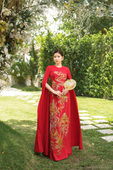 Ao Dai Detachable Cape | Vietnamese Bridal Dress (#EMPRESS) - Dream Dresses by P.M.N.