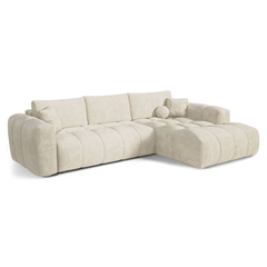 Canapé d'angle droit convertible express matelas Dunlopillo 140cm CLOUD Velours texturé