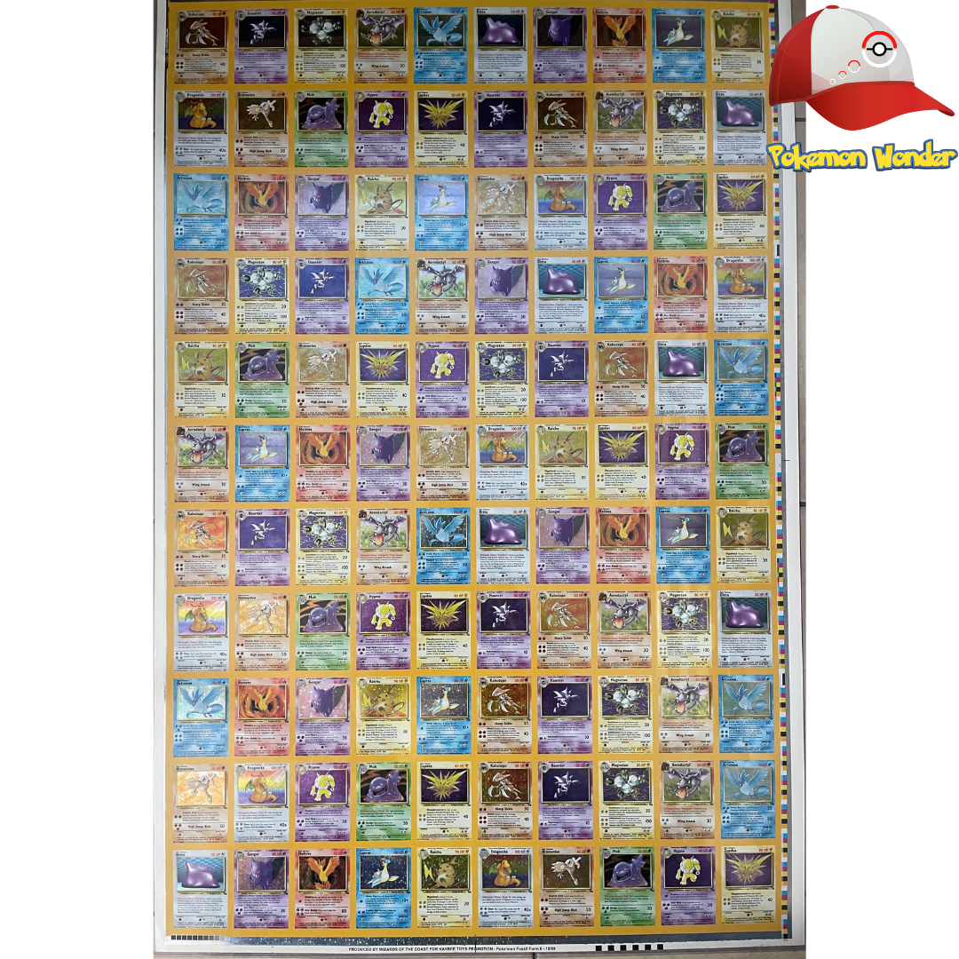 Wizards of the Coast 1999 Pokémon Card Uncut Fossil Holo Sheet KB Toys