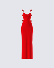 Women's red cotton maxi dress – FINESSE