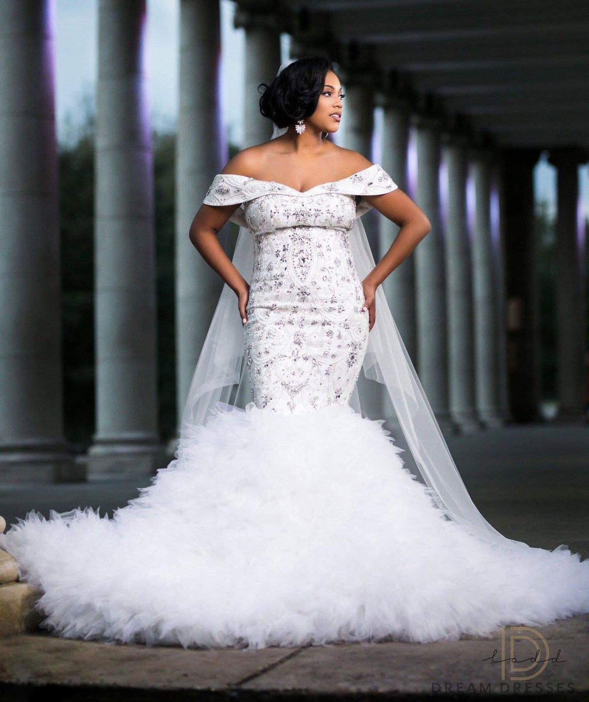 Rhinestones Embellished Mermaid Wedding Dress (#Breshawn) - Dream Dresses by P.M.N.