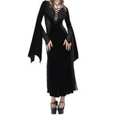 Drusilla Gothic Lace Panel Velvet Dress by Eva Lady