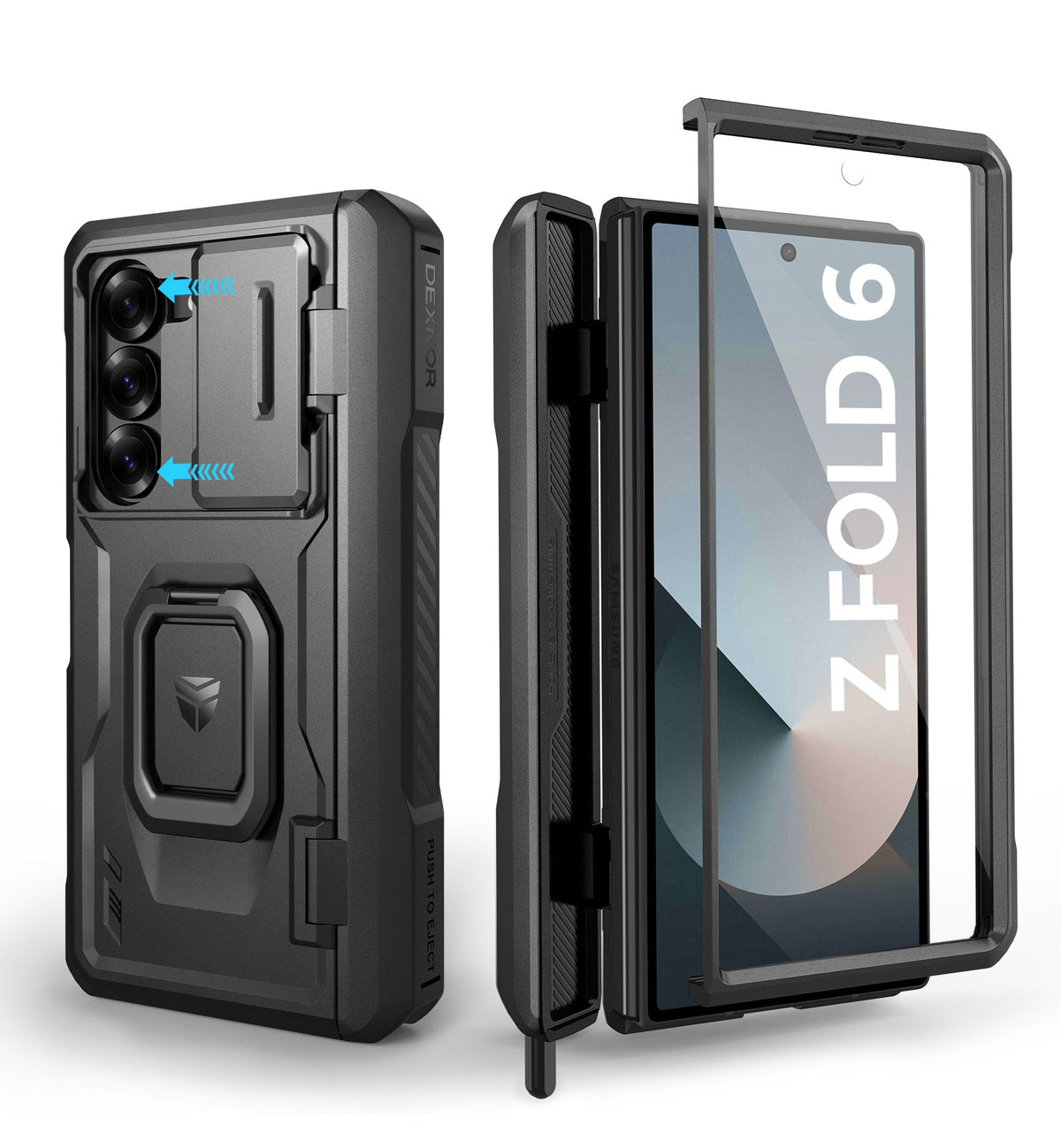 Dexnor Case for Samsung Galaxy Z Fold 6 With Hinge Coverage Screen Protector Full Body Bumper Kickstand Heavy-duty Shockproof Rugged Cover.
