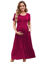 Beaisland round neck short sleeve maternity dress