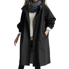 ANNA Trenchcoat med hætte og knapper i forreste række