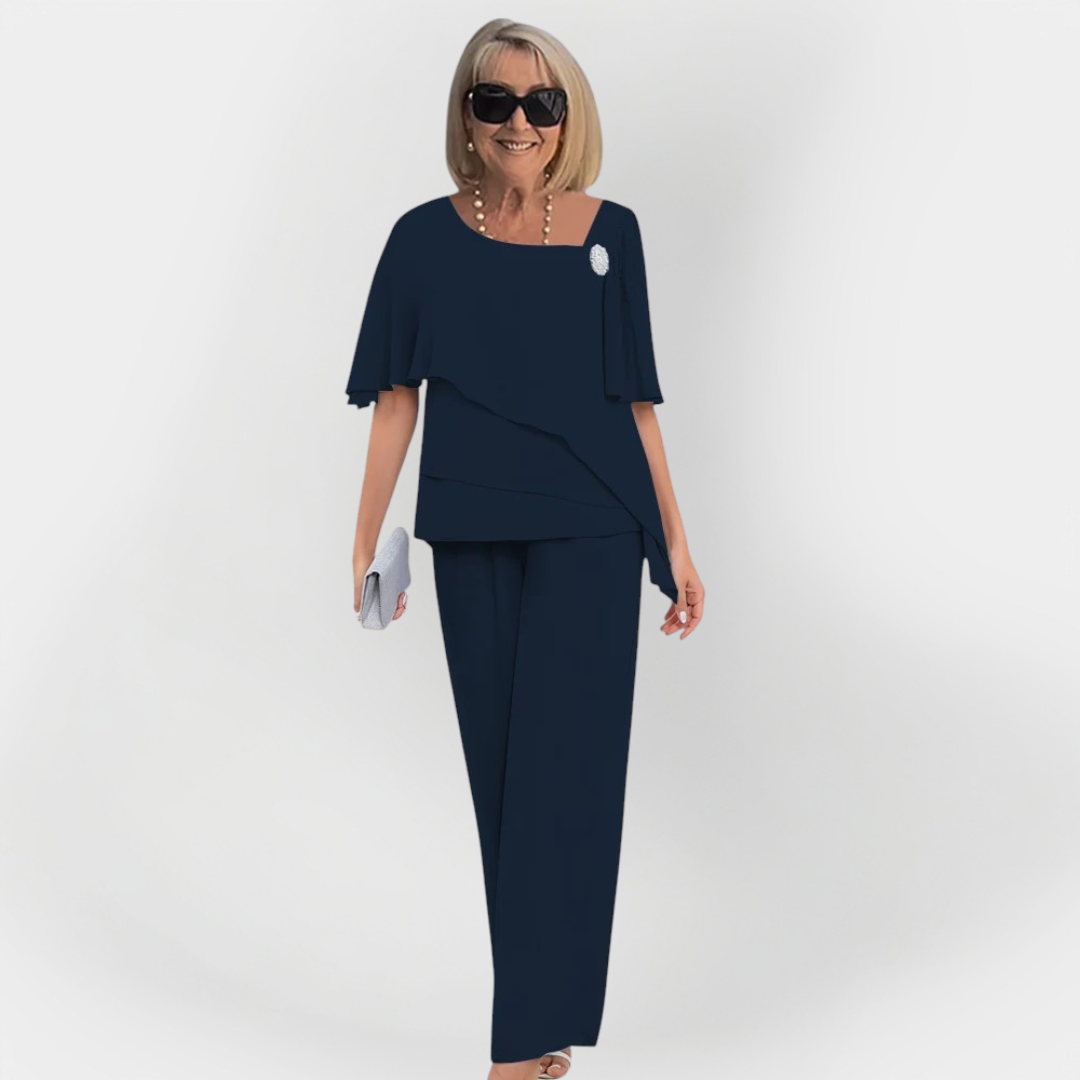 Elegant Double Set of Blouse and Pants
