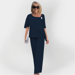 Elegant Double Set of Blouse and Pants
