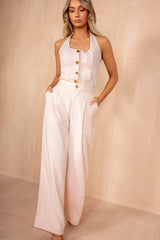 Fainche Pink Structured Halter Neck Top