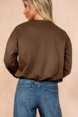 Janet Khaki Faux Suede Bomber Jacket
