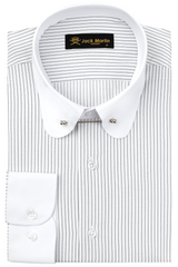 TOMMY - Black & White Pinstripe Pin Collar Shirt - Jack Martin