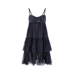 ARCHIVE - 2008 Christian Dior Navy Silk Chiffon Babydoll Dress