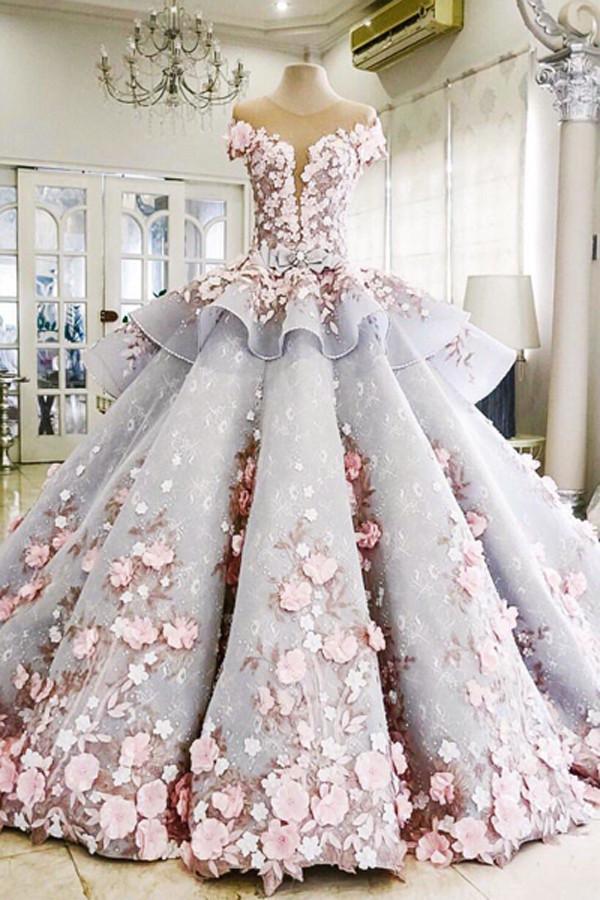 Pretty Backless Quinceanera Dress,Ball Gown Long Wedding/Prom Gown DM258