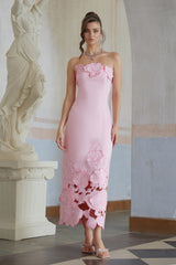 Floral Appliqué Strapless Dress
