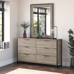 Shop Bush Furniture Atria 6 Drawer Dresser with Mirror, Image 01, ATR015MH, #color_modern hickory