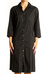 Front view of J.Jill black cotton button-down shirt dress