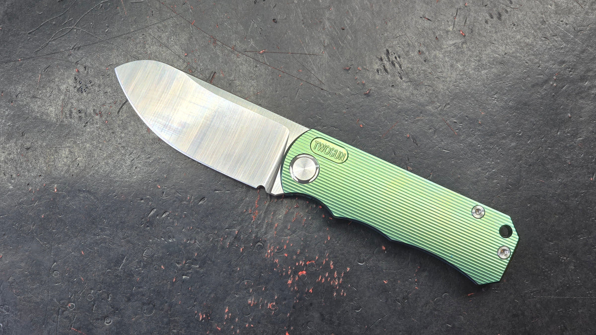 TwoSun  TS349 Green or Gray Titanium Handle M390 Blade