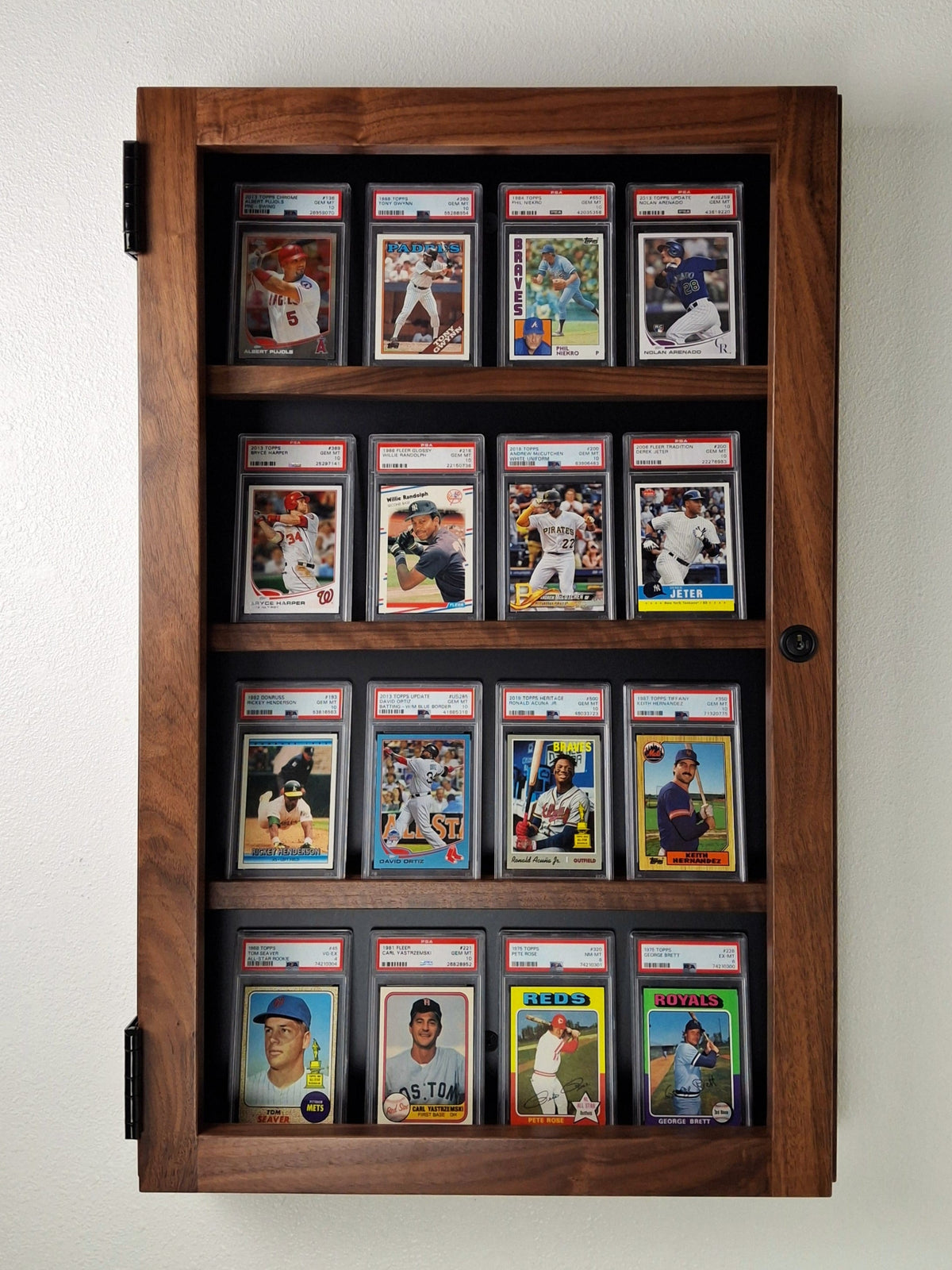Card Display Cabinet in Walnut or Black Lacquered Oak
