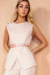 Ruth Baby Pink Scarf Belted Top