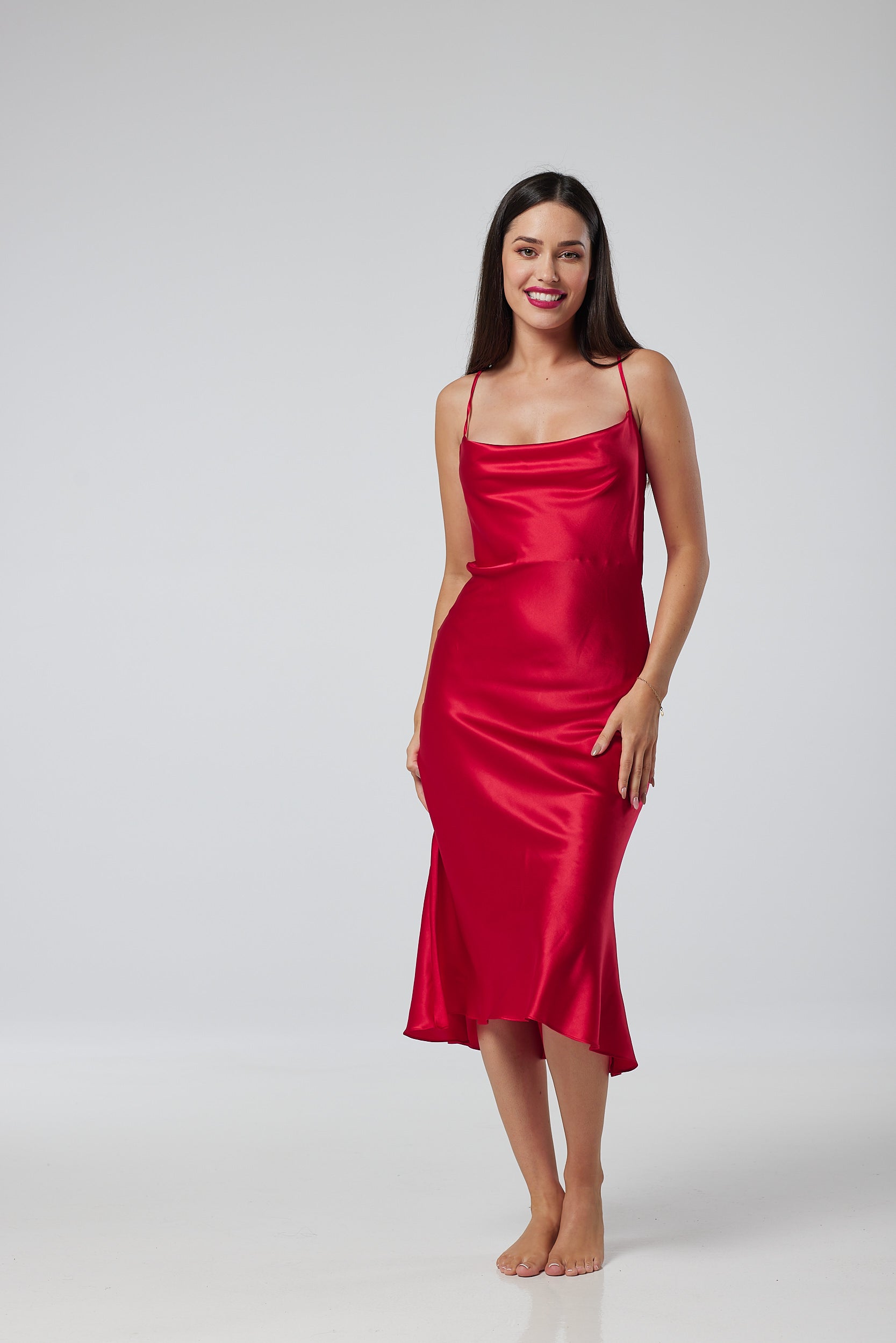 Elegant Red Silk Dress