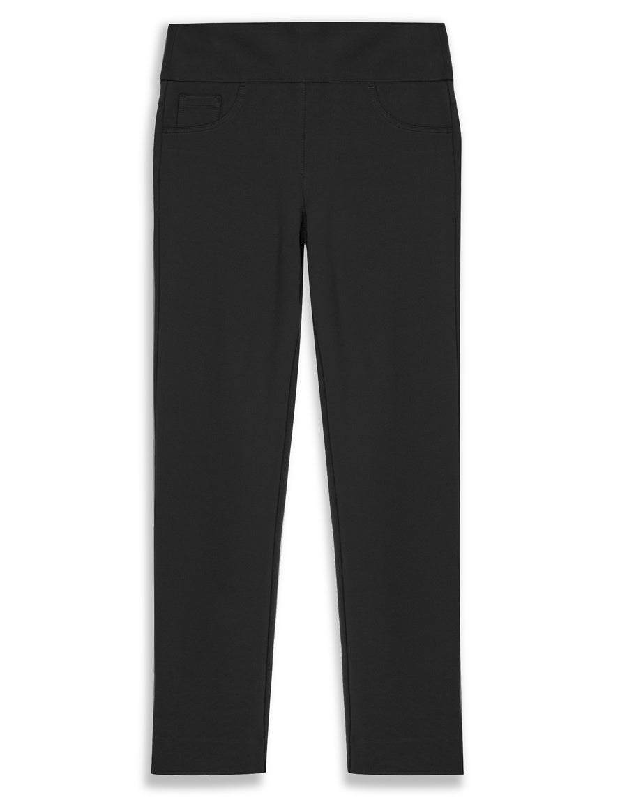 Lois Women's Liette Pu-on Slim Straight Leg Pants with Tummy Control - Black
