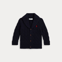 CABLE-KNIT COTTON SHAWL CARDIGAN