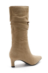 Nova Stone Faux Suede Heeled Boots