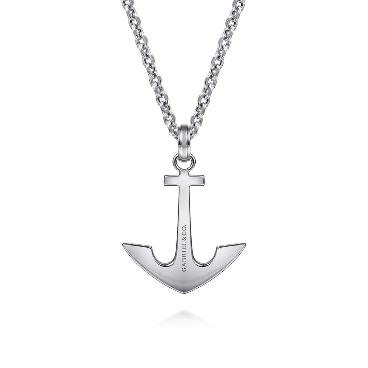 22 Inch 925 Sterling Silver Anchor Pendant Necklace - NKM2108-22SVJJJ-Gabriel & Co.-Renee Taylor Gallery