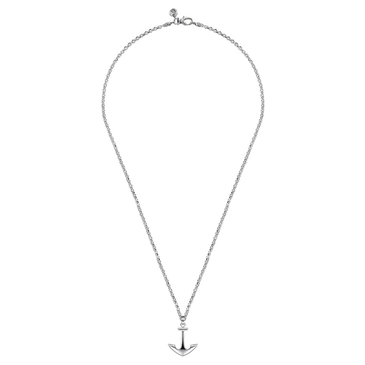 22 Inch 925 Sterling Silver Anchor Pendant Necklace - NKM2108-22SVJJJ-Gabriel & Co.-Renee Taylor Gallery