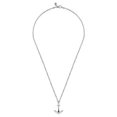 22 Inch 925 Sterling Silver Anchor Pendant Necklace - NKM2108-22SVJJJ-Gabriel & Co.-Renee Taylor Gallery