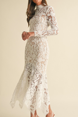 Gorgeous Floral Lace Long Sleeve Midi Dress - Best Seller!